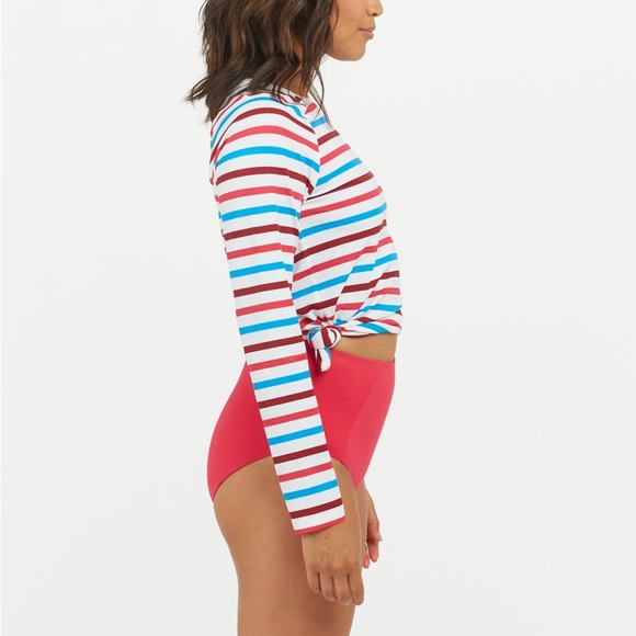 New Spanx Long Sleeve Swim Shirt Striped - Picture 5 of 10